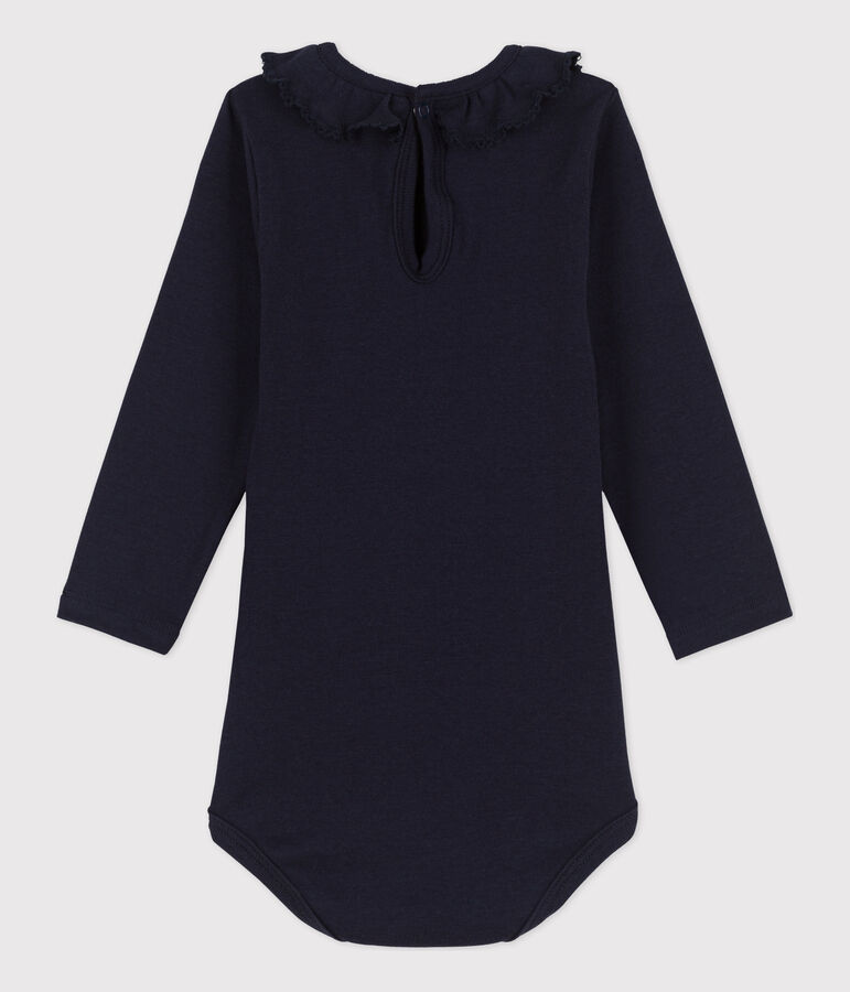 Body manches longues b&eacute;b&eacute; &agrave; collerette en coton bleu