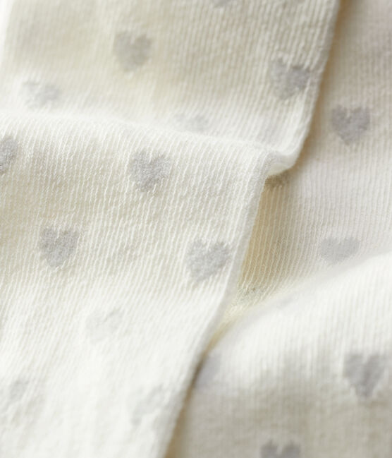 Paire de collant bébé. blanc MARSHMALLOW/gris ARGENT