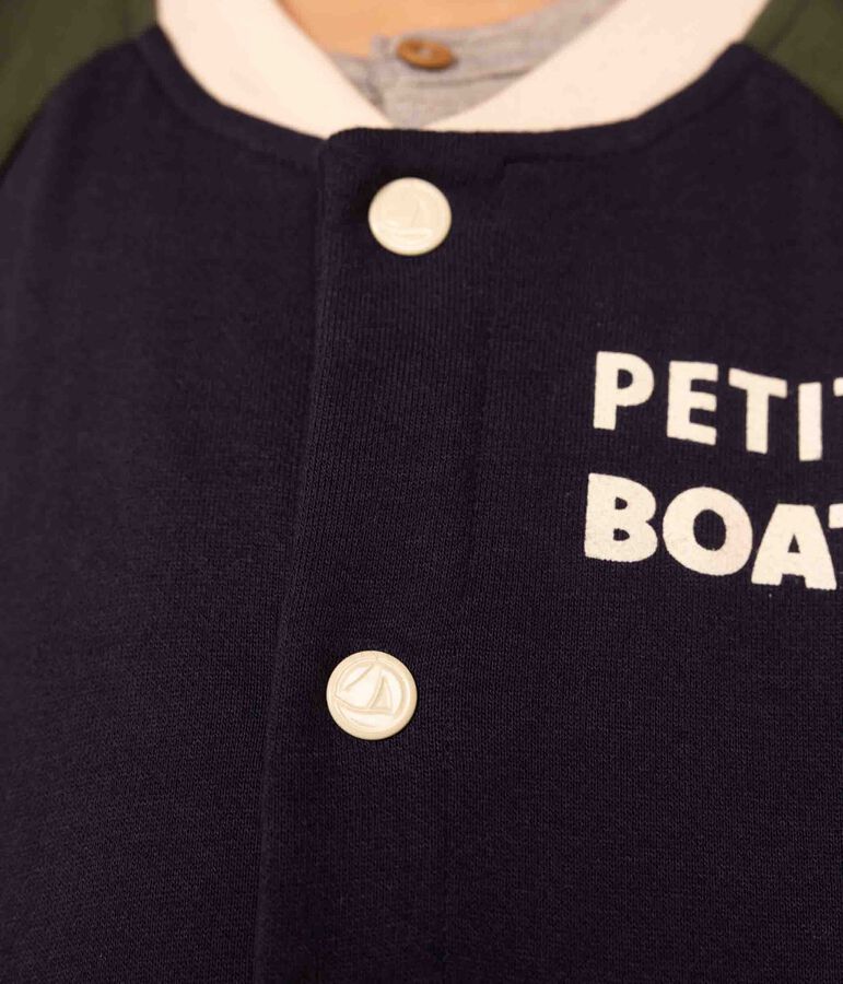 Teddy en molleton enfant gar&ccedil;on bleu SMOKING/blanc MULTICO