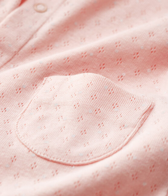 Cardigan en côte bébé fille rose MINOIS/blanc ECUME