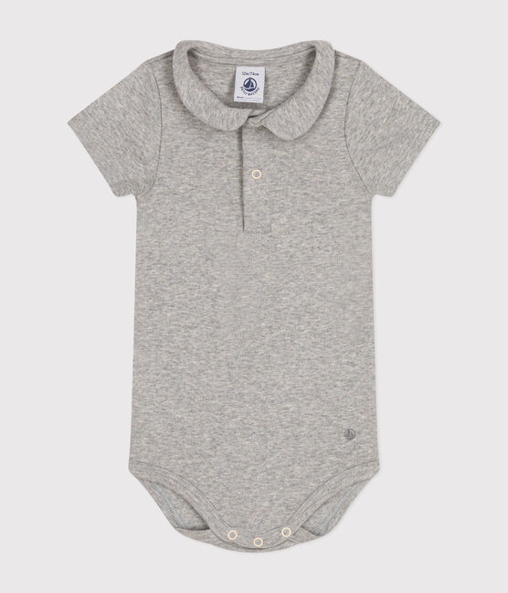 Body manches courtes col claudine en coton bébé gris CHATON CHINE