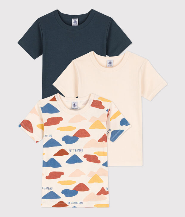 Lot de 3 tee-shirts manches courtes enfant fille / gar&ccedil;on en coton multicouleur
