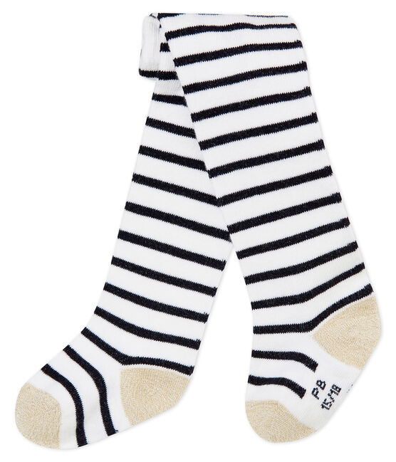 Collants iconiques bébé fille blanc MARSHMALLOW/bleu SMOKING