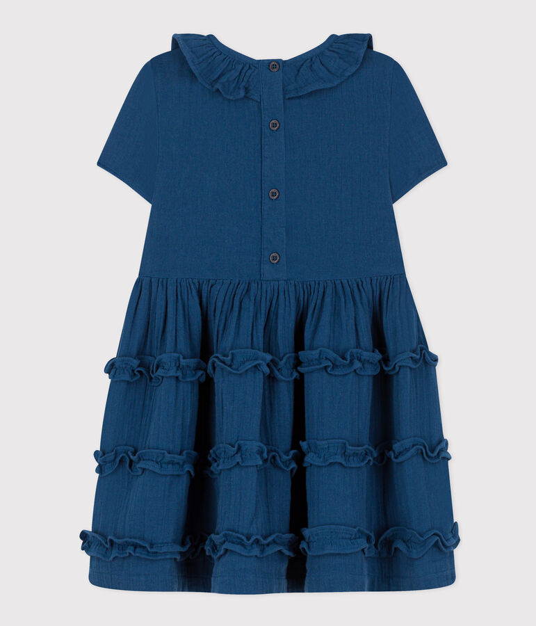 Robe manches courtes en gaze de coton enfant fille bleu INCOGNITO