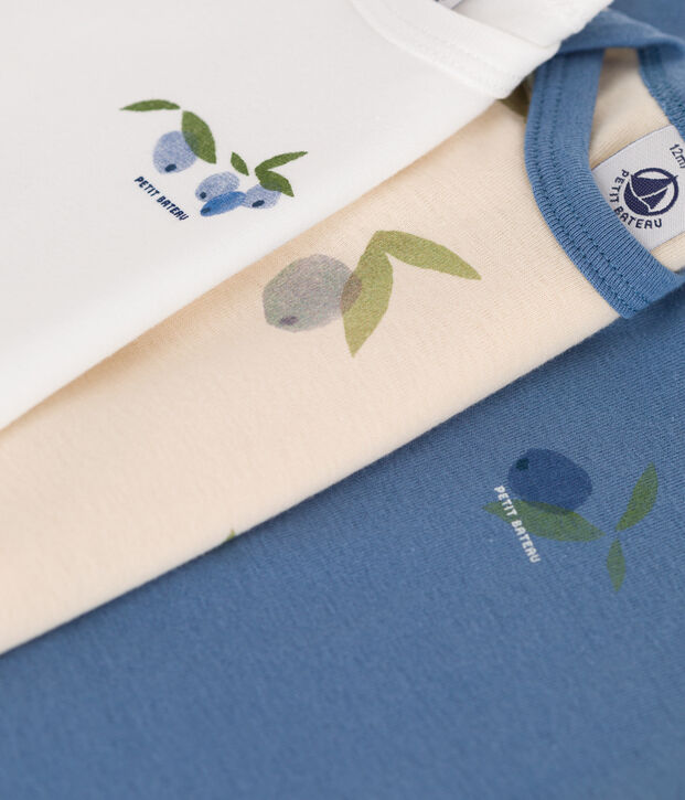 Lot de 3 bodies manches courtes en coton b&eacute;b&eacute; multicouleur