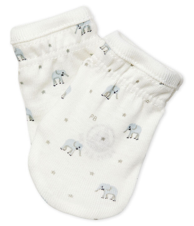 Paire de moufles b&eacute;b&eacute; en c&ocirc;te blanc/multicouleur