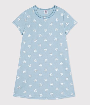 Chemise de nuit enfant en coton manches courtes imprimé cœurs