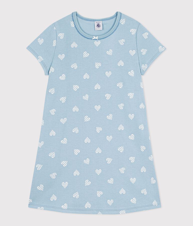 Chemise de nuit enfant en coton manches courtes imprim&eacute; c&oelig;urs MIMI/ ECUME