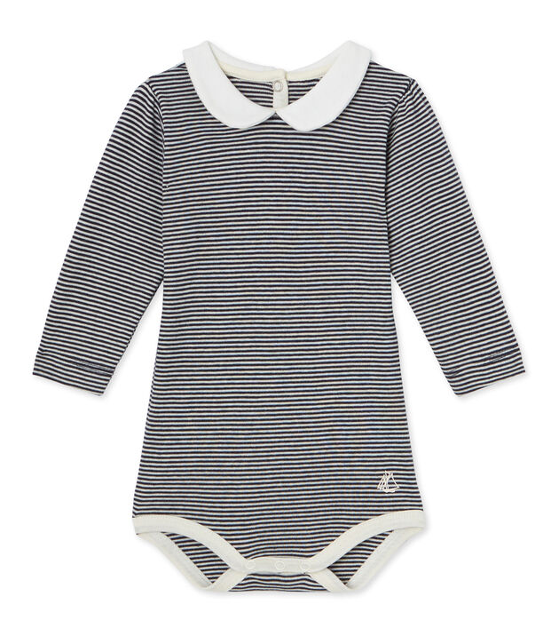 Body b&eacute;b&eacute; fille en milleraies bleu/blanc