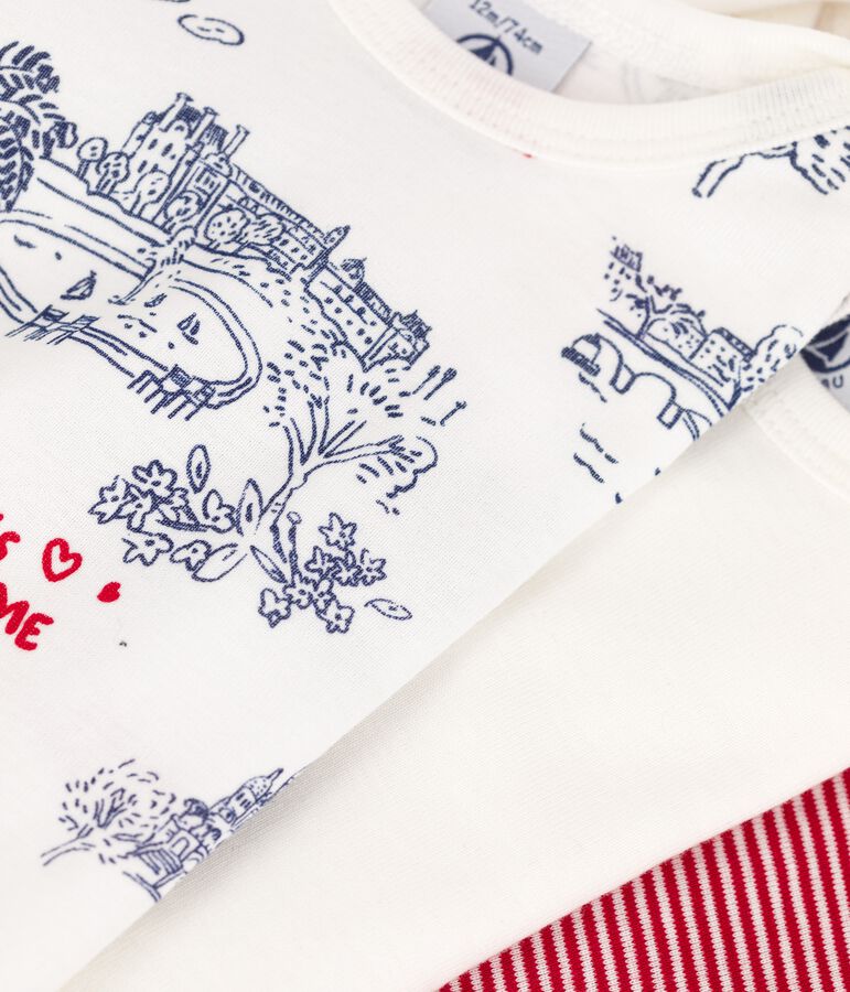 Lot de 3 bodies manches longues Paris b&eacute;b&eacute; en coton multicouleur