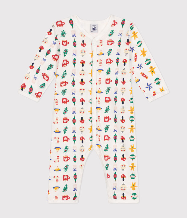 Pyjama sans pieds imprim&eacute; en coton b&eacute;b&eacute; blanc/multicouleur