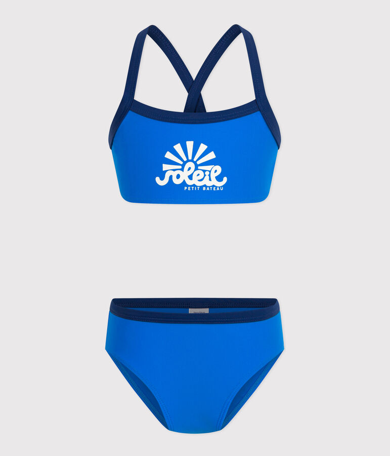 Maillot de bain 2 pi&egrave;ces enfant fille bleu SURF