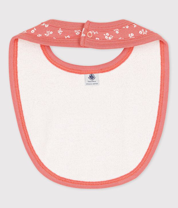 Bavoir b&eacute;b&eacute; en coton biologique rose/blanc