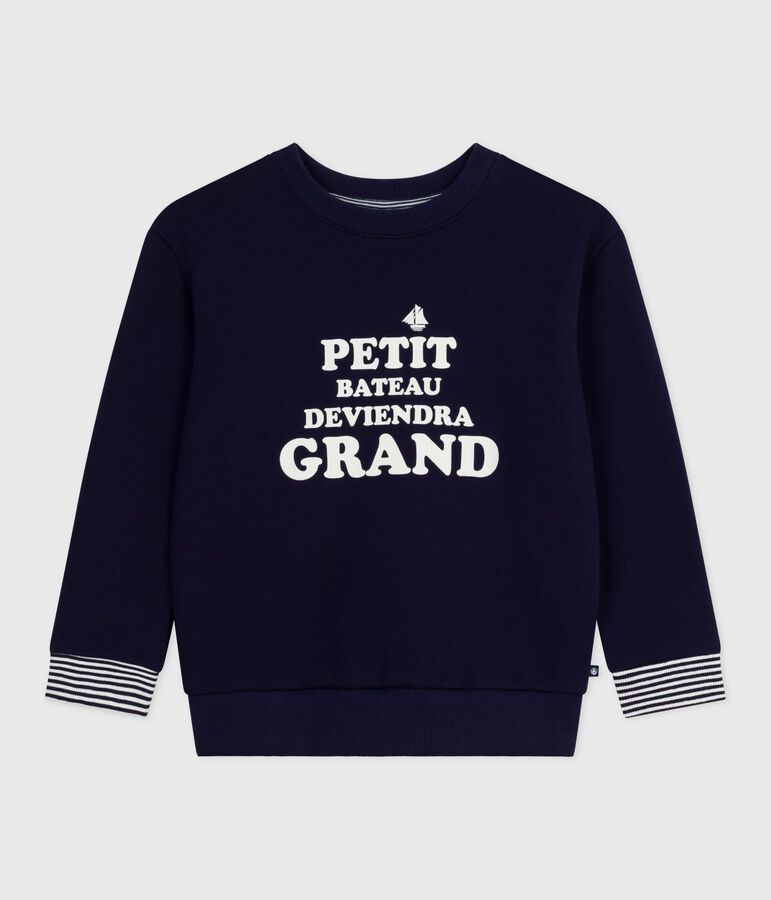 Sweatshirt enfant en coton imprim&eacute; bleu SOIR