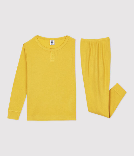 Pyjama uni  en coton et lyocell enfant jaune OCRE