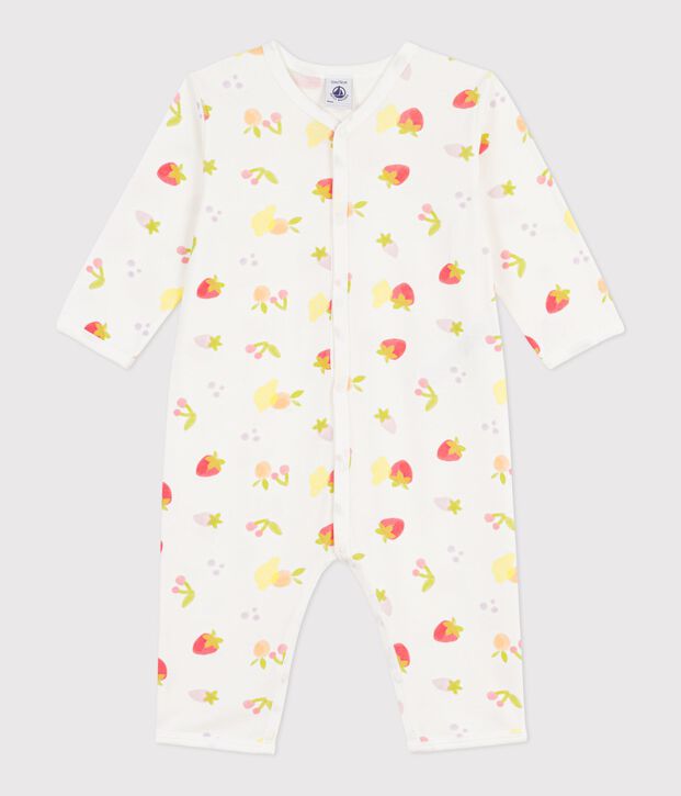 Pyjama b&eacute;b&eacute; en coton sans pieds imprim&eacute; fruits blanc/multicouleur