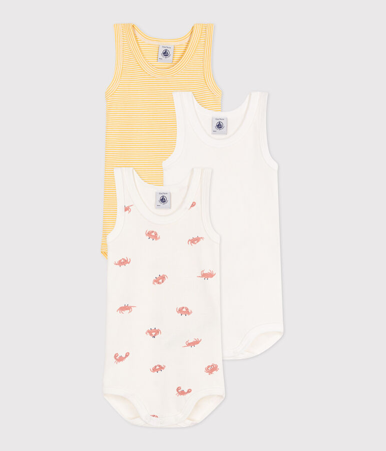 Lot de 3 bodies sans manches en coton crabe b&eacute;b&eacute; variante 1