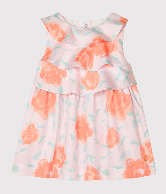 Robe bébé fille en coton imprimé rose VIENNE/blanc MULTICO