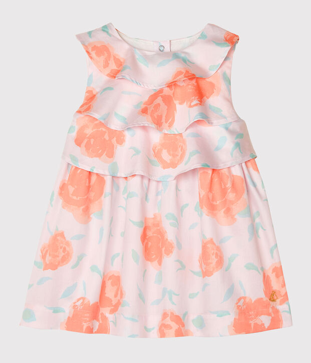 Robe b&eacute;b&eacute; fille en coton imprim&eacute; rose/multicouleur