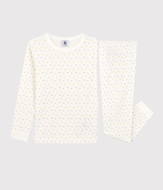 Pyjama étoiles multicolores en coton enfant blanc MARSHMALLOW/blanc MULTICO