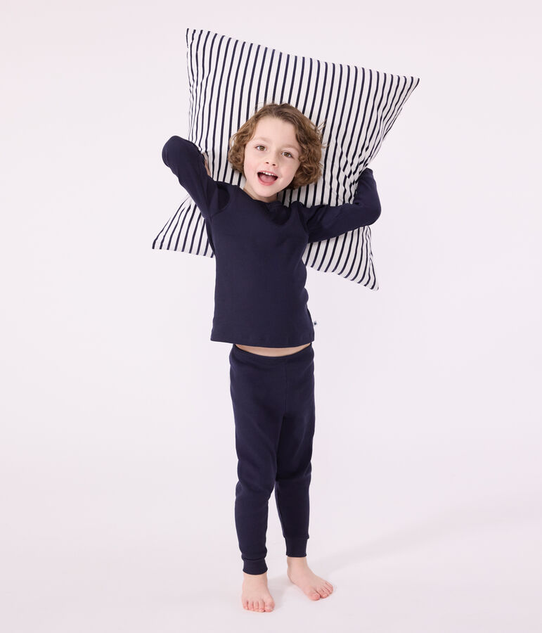 Pyjama uni en coton enfant bleu SMOKING