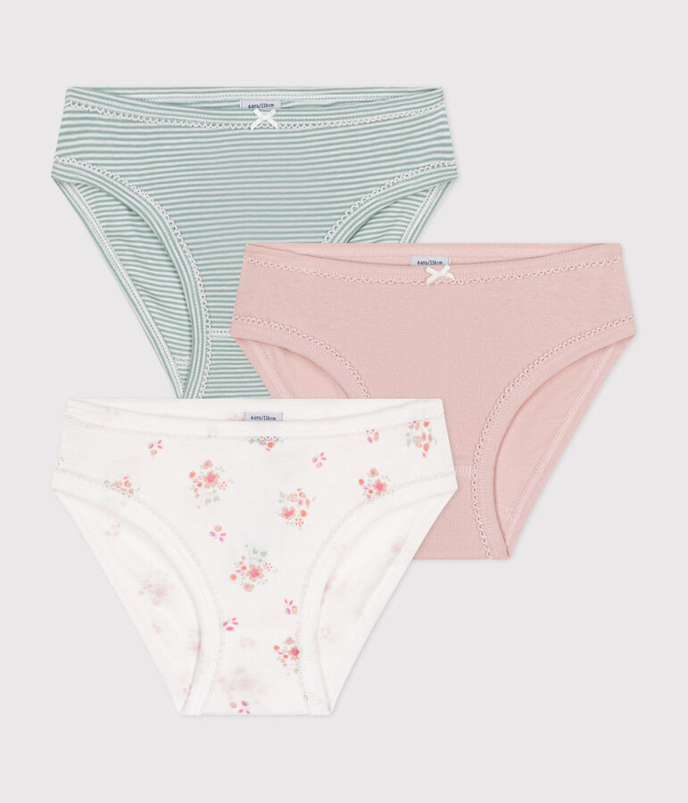 Lot de 3 culottes fleur en coton enfant multicouleur