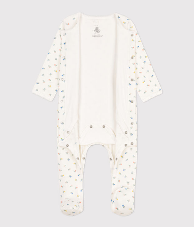 Bodyjama fleurs en coton blanc/multicouleur