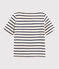 Tee-shirt enfant fille beige COQUILLE/bleu ABYSSE