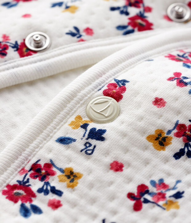Cardigan b&eacute;b&eacute; fille en tubique blanc/multicouleur