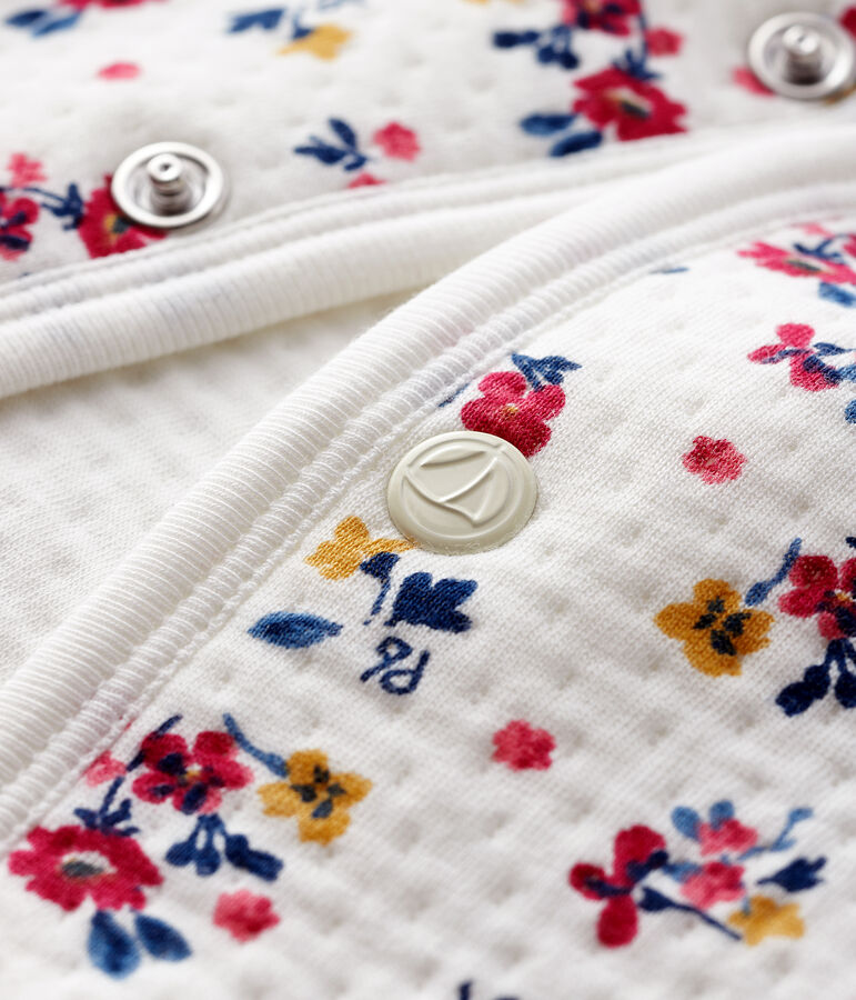 Cardigan b&eacute;b&eacute; fille en tubique blanc MARSHMALLOW/blanc MULTICO