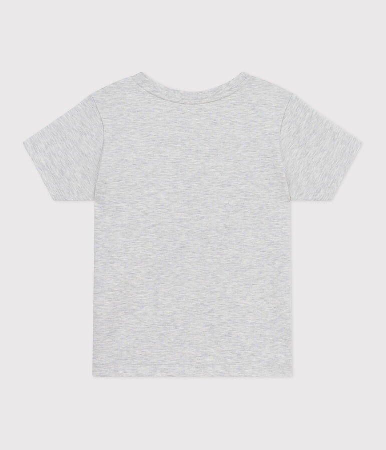 Teeshirt enfant en coton manches courtes imprim&eacute; gris BELUGA CHINE