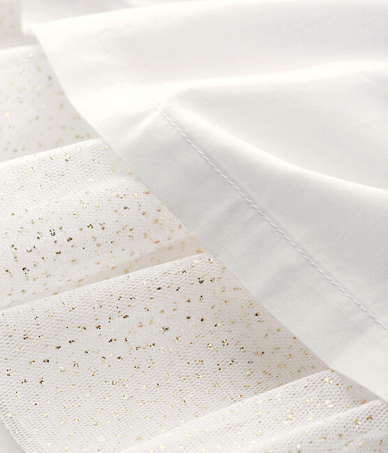 Robe cérémonie en popeline et tulle bébé fille blanc ECUME