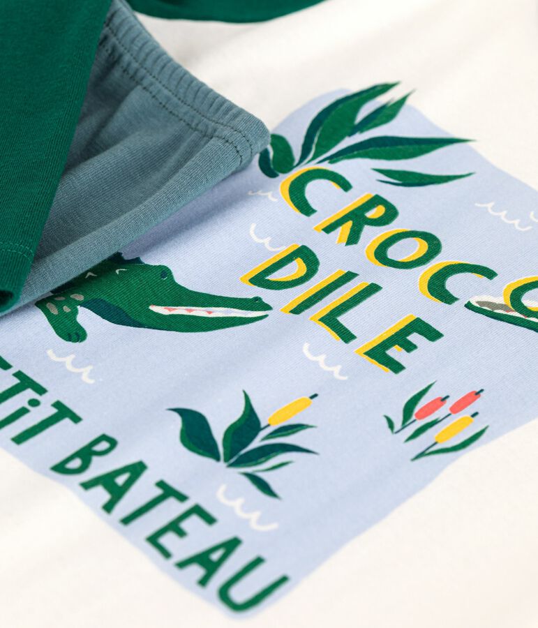 Pyjama enfant en coton bicolore bleu/multicouleur