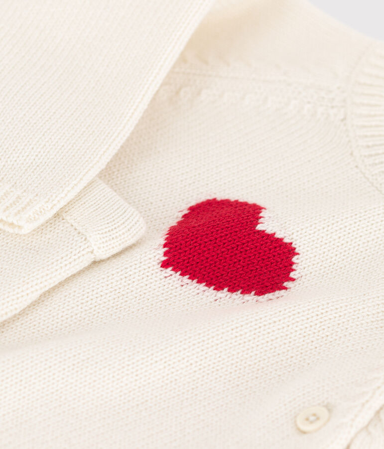 Ensemble en tricot laine et coton motif coeur b&eacute;b&eacute; rouge MARSHMALLOW/blanc CORRIDA