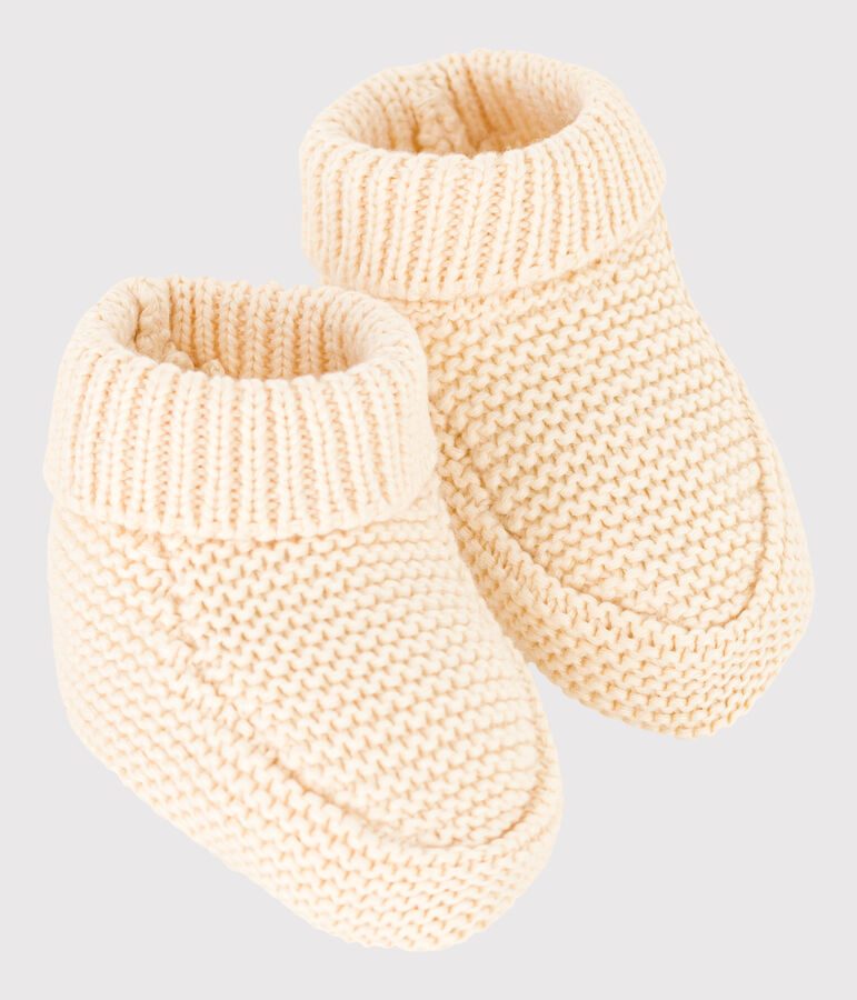 Chaussons tricott&eacute; en coton b&eacute;b&eacute; &eacute;cru AVALANCHE