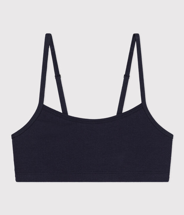 Brassi&egrave;re femme en coton &eacute;lasthanne bleu marine