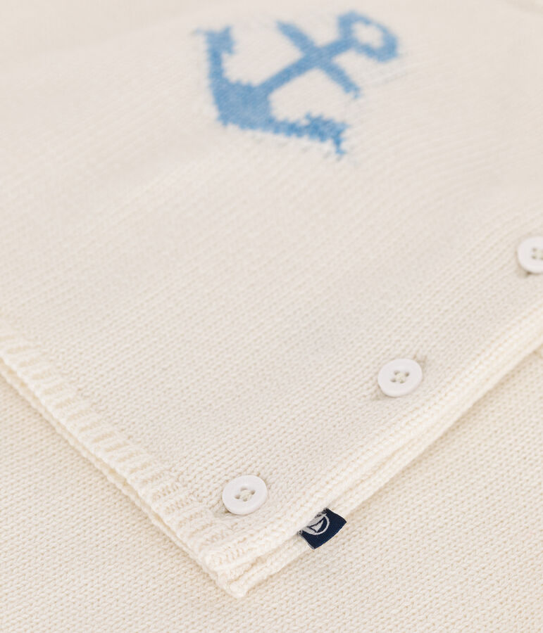 Ensemble b&eacute;b&eacute; deux pi&egrave;ces en tricot laine et coton, jacquard blanc MARSHMALLOW