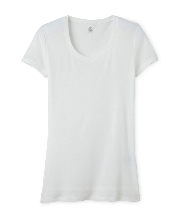 T-shirt femme en coton l&eacute;ger blanc Lait
