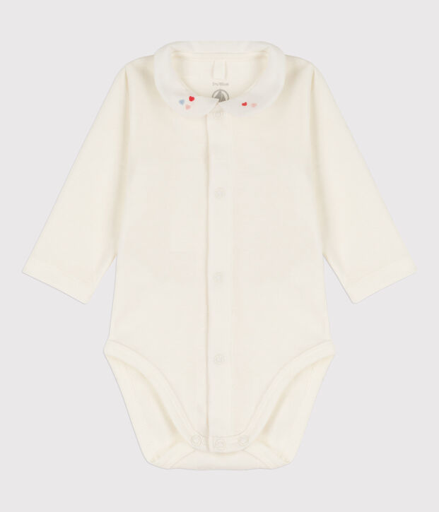 Body blanc &agrave; col b&eacute;b&eacute; en coton biologique blanc