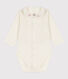 Body blanc à col bébé en coton biologique