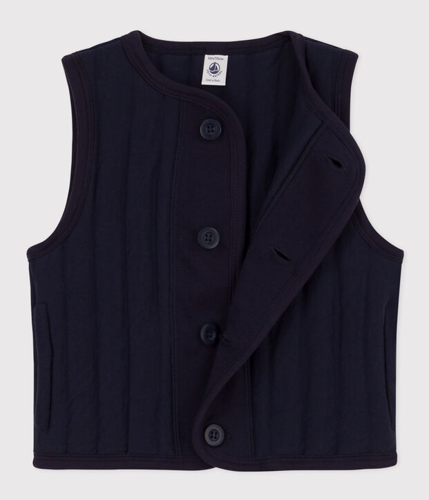 Veste sans manche en tubique enfant fille / gar&ccedil;on bleu marine