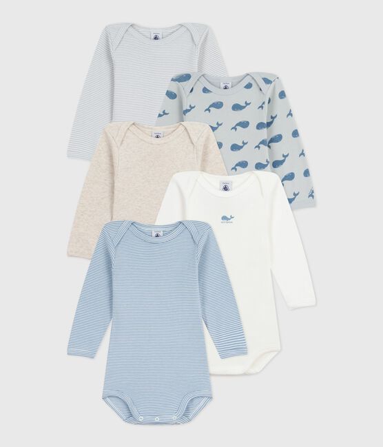 Lot de bodies manches longues en coton imprimé baleines bébé variante 1