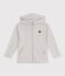 Sweatshirt zippé à capuche enfant en coton uni gris BELUGA CHINE