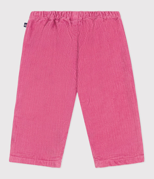 Pantalon b&eacute;b&eacute; en velours uni rose
