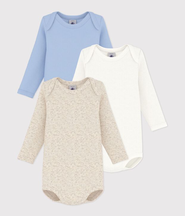Lot de bodies manches longues en coton uni b&eacute;b&eacute; multicouleur