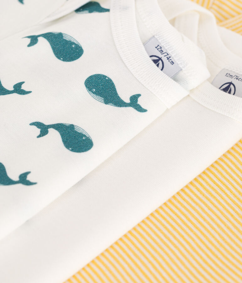 Lot de 3 bodies manches courtes en coton baleines b&eacute;b&eacute; variante 1