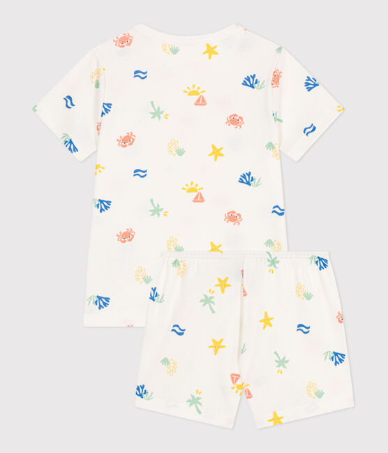 Pyjama short enfant en coton imprimé blanc MARSHMALLOW/blanc MULTICO