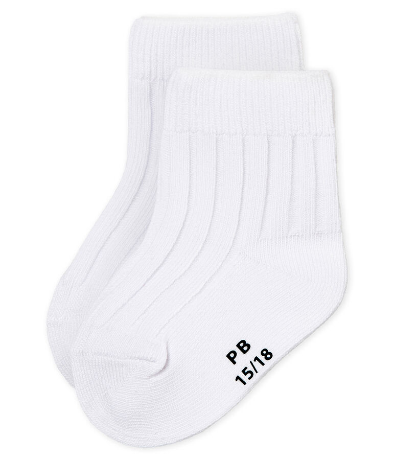 Chaussettes en c&ocirc;tes b&eacute;b&eacute; mixtes blanc