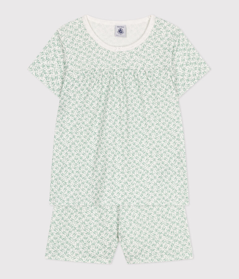 Pyjama short enfant en coton imprim&eacute; fleuri MARSHMALLOW/ PAUL