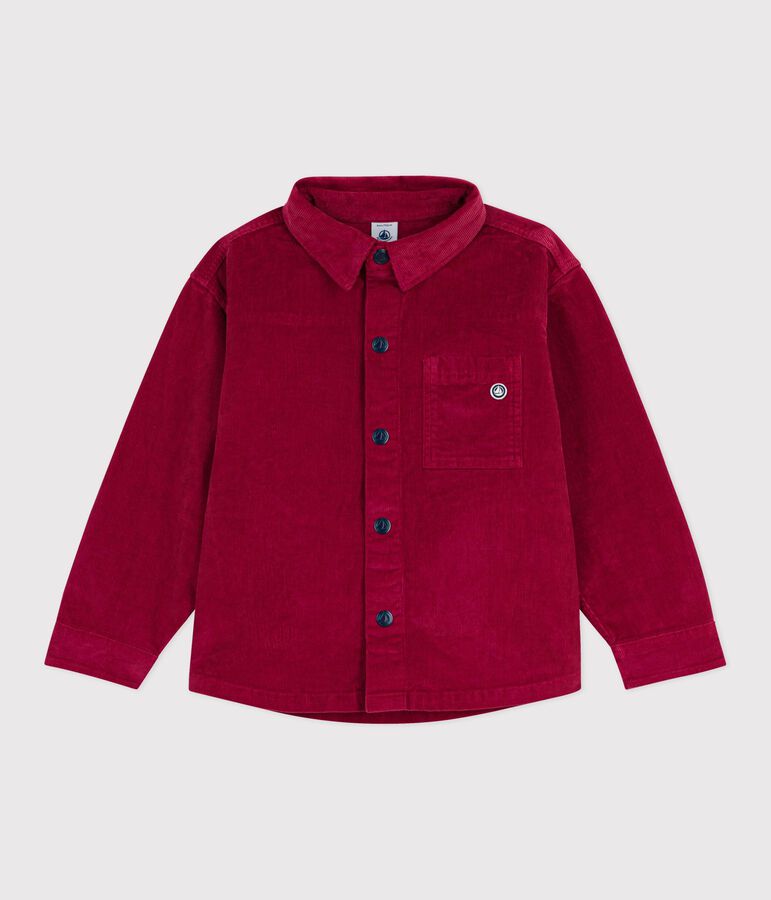 Chemise enfant en velours unie rouge AMARANTE